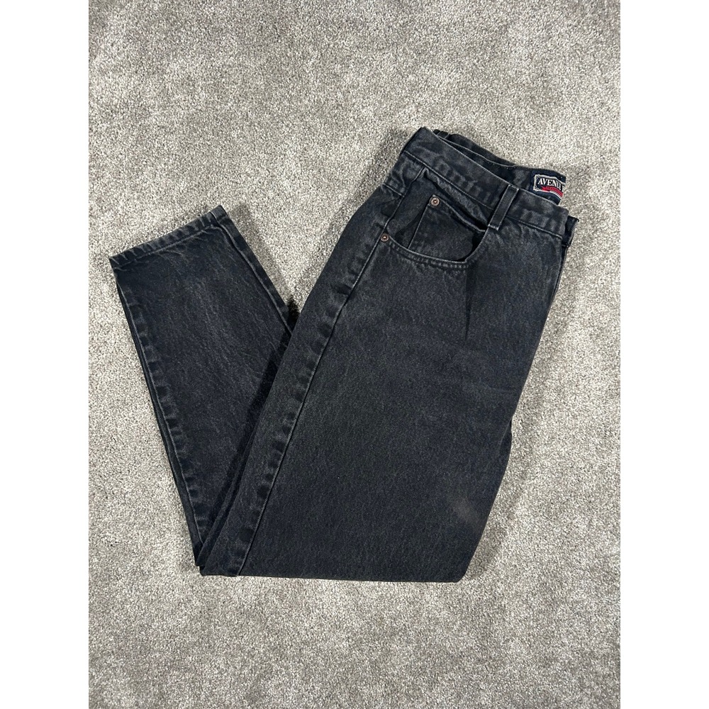 Avenue Blues Vintage High Waisted Mom Jeans‎ Faded Black Tapered Leg Denim 33x29
